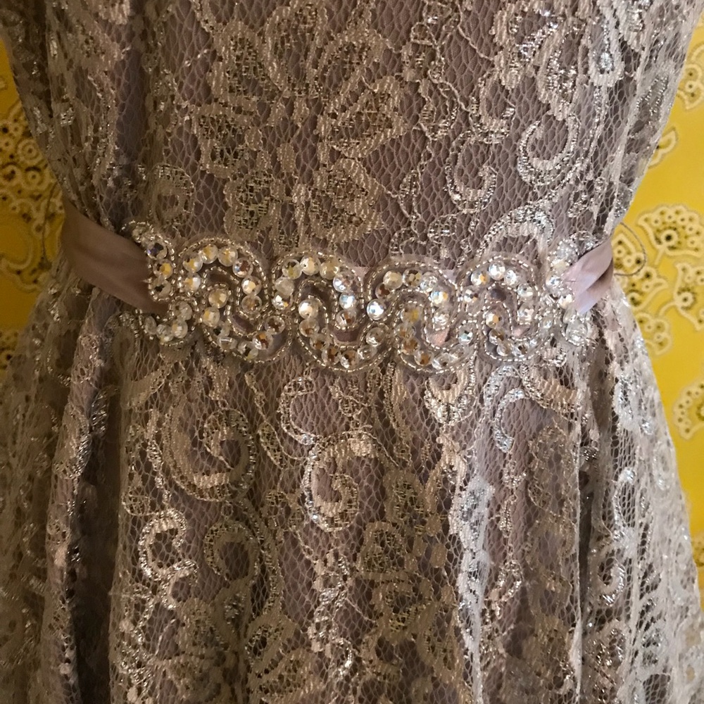 NWT * Lace * Embellished Belt * Sleeveless Dress - Picture 3 of 5